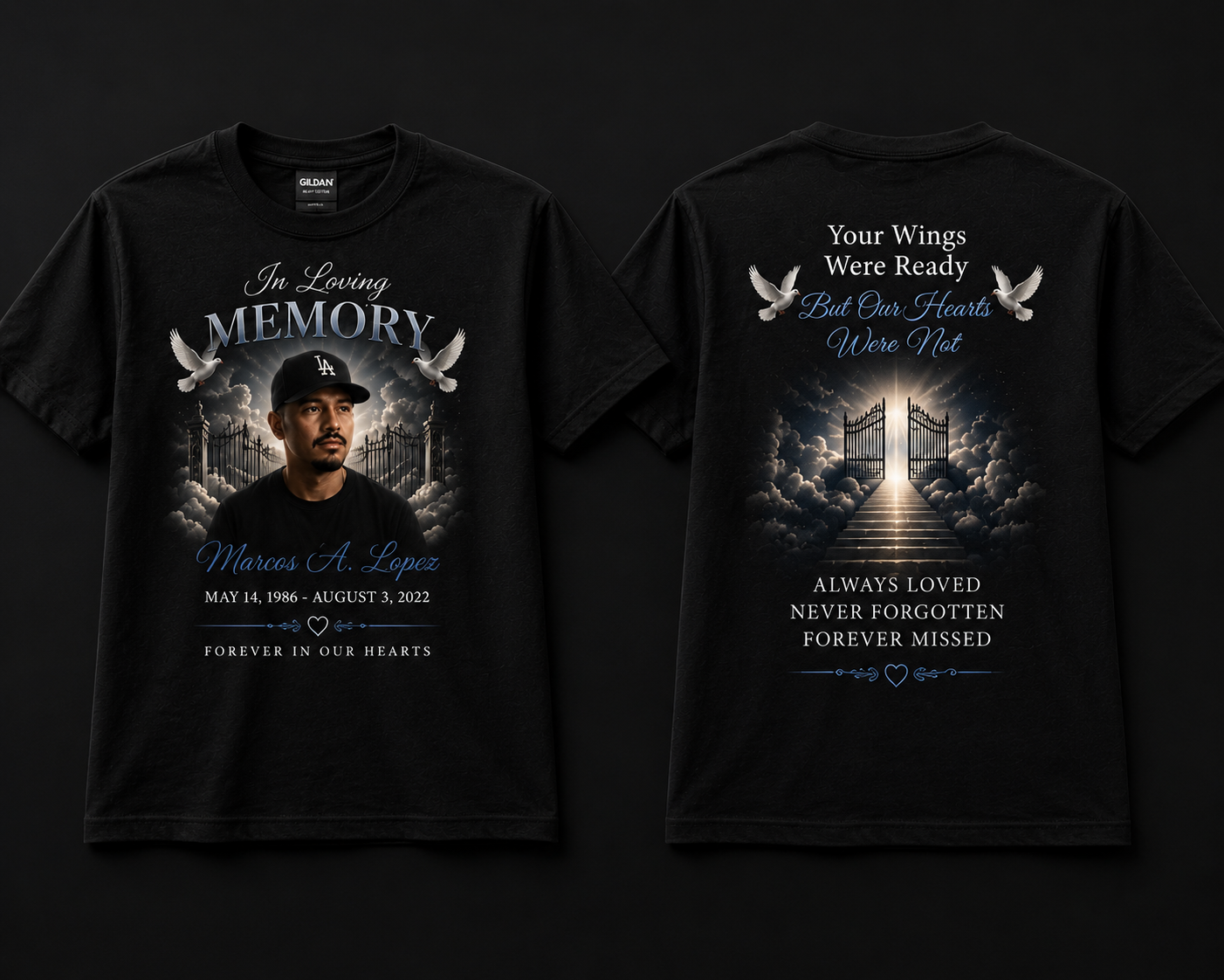 Custom Memorial Shirt - Front & Back Design | BMC Productions
