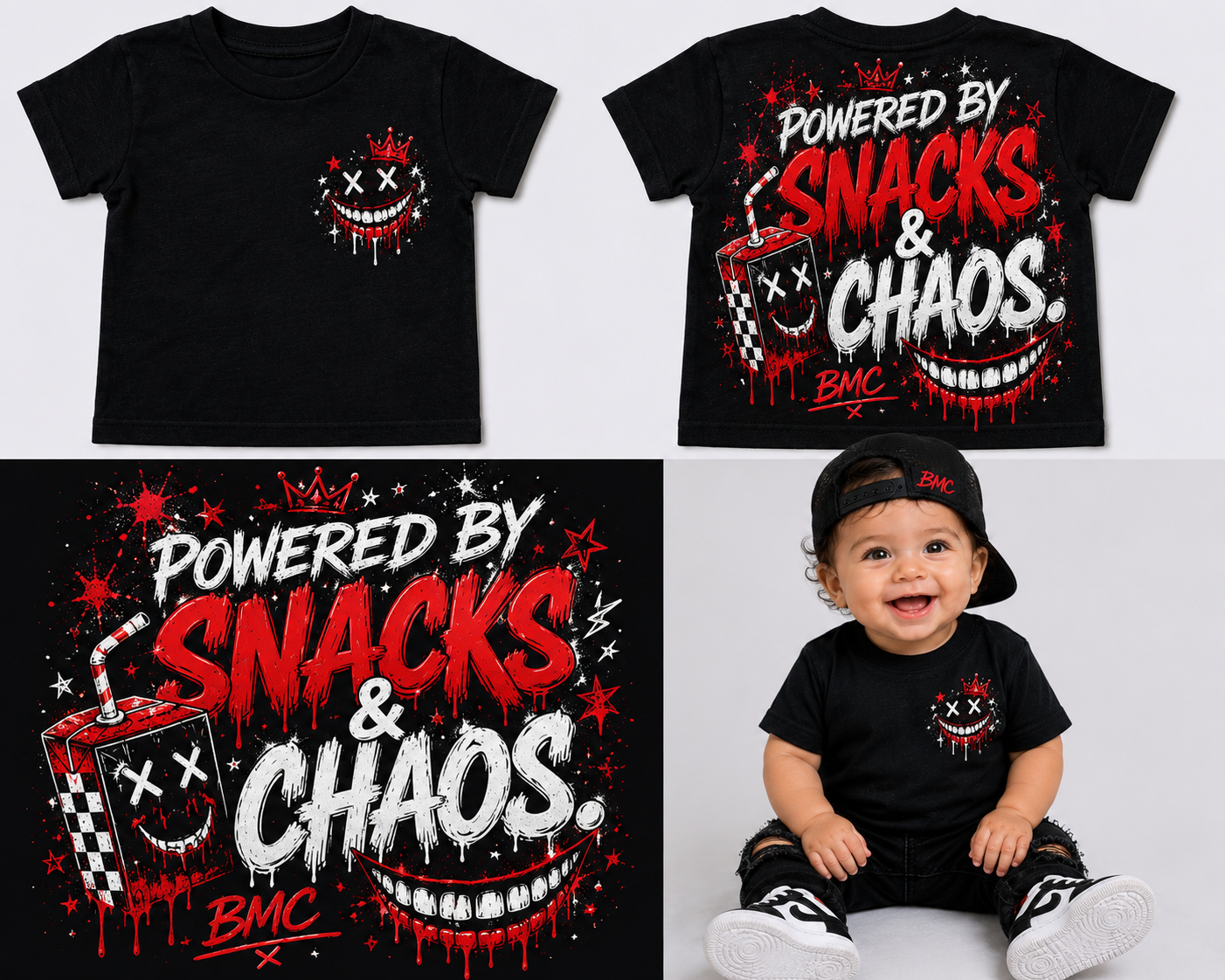 Powered By Snacks & Chaos Toddler Tee | Redline Edition